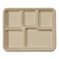 World Centric Fiber Trays, School Tray w/5-Compartments, 10.5x8.5x1, Natural, PK400 TRSCUF